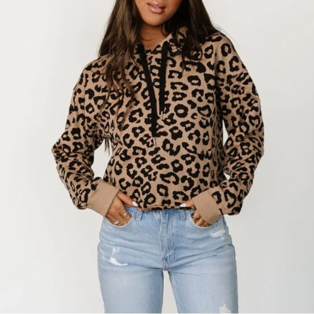 Cropped Leopard Print Women's Hoodie